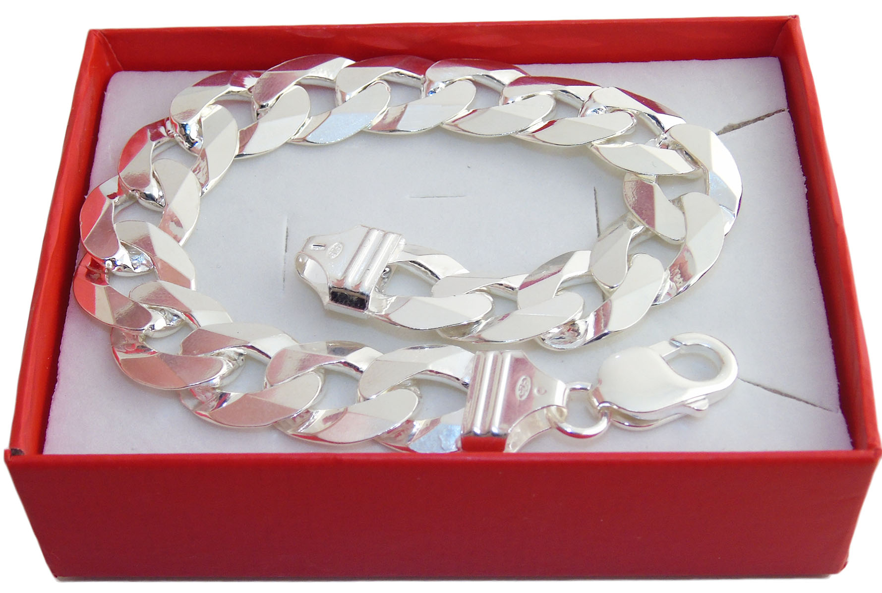 Hrubý strieborný náramok Pánske opálenie 14,7 mm