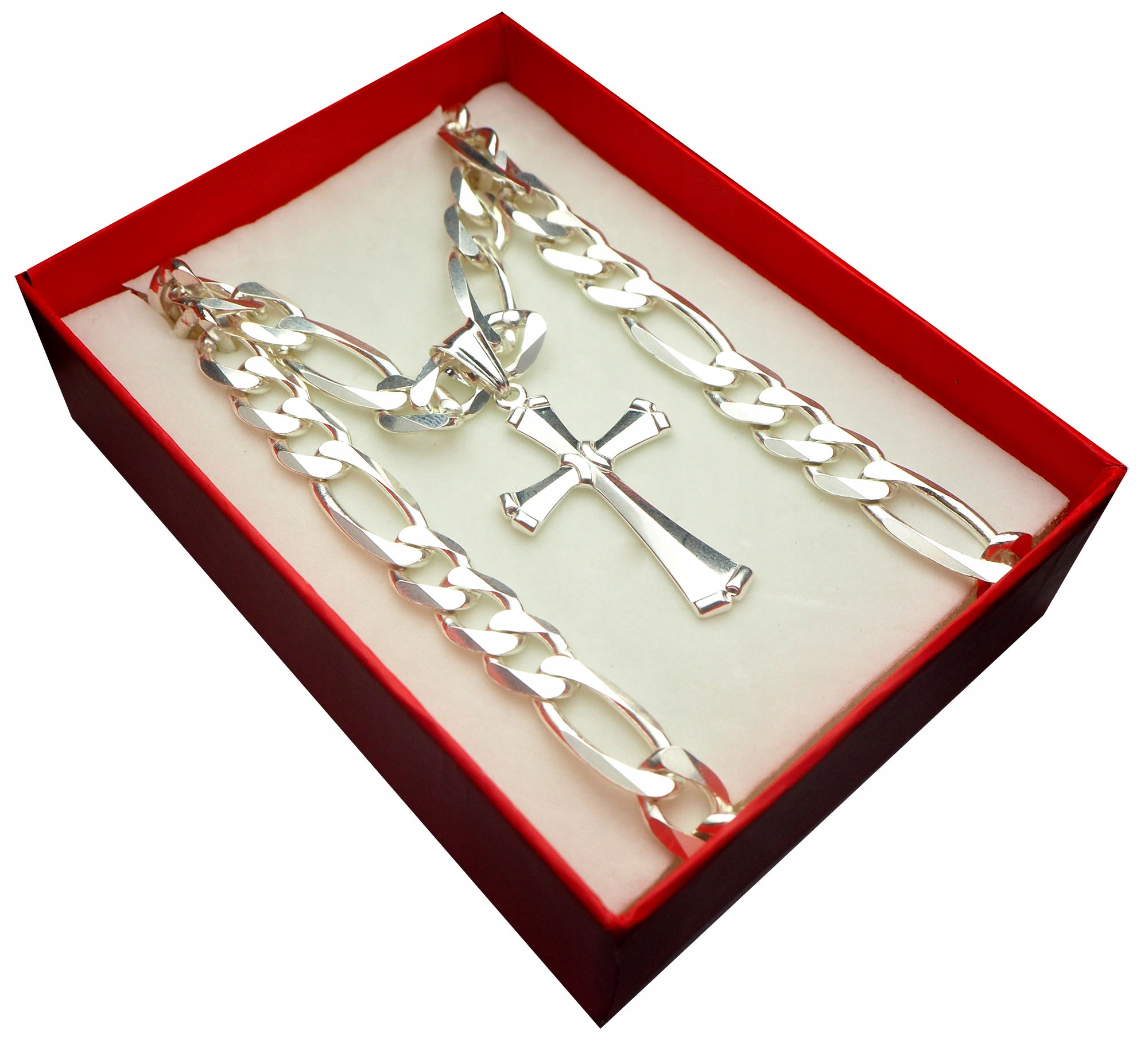 Hrubý strieborný reťazec 60 cm + strieborný kríž