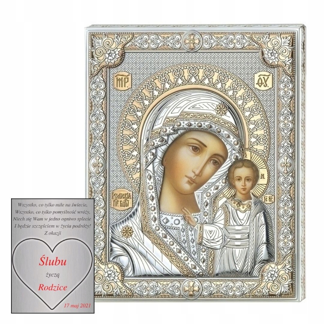 Strieborná ikona obrázok Madonna Kazańska 12 x 16 cm
