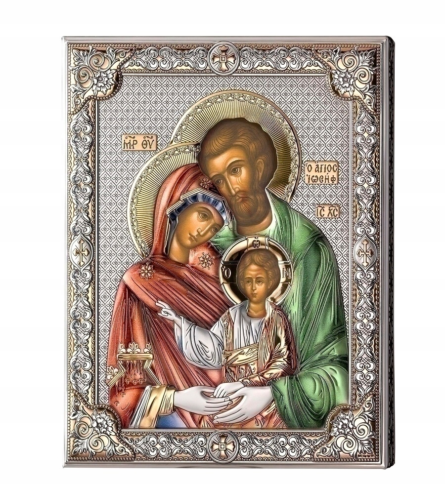 Ikona strieborného obrázka svätá rodina - 16 x 20 cm
