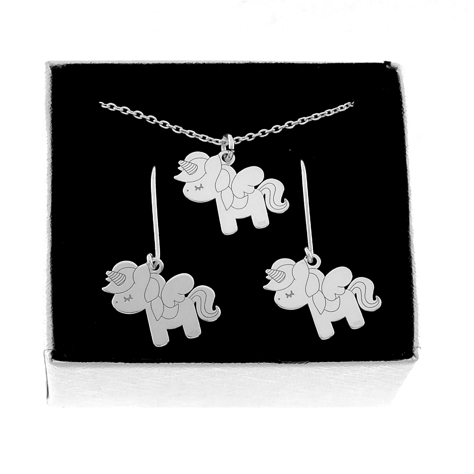 UNICORNS SILVER SET + BOX SILVER 925