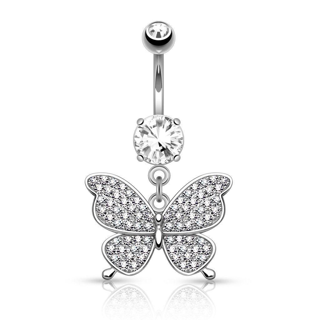 STRIEBRO MOTÝĽOVÝ NÁUŠNIČEK ZIRKÓNIA 1,6 x 10 mm