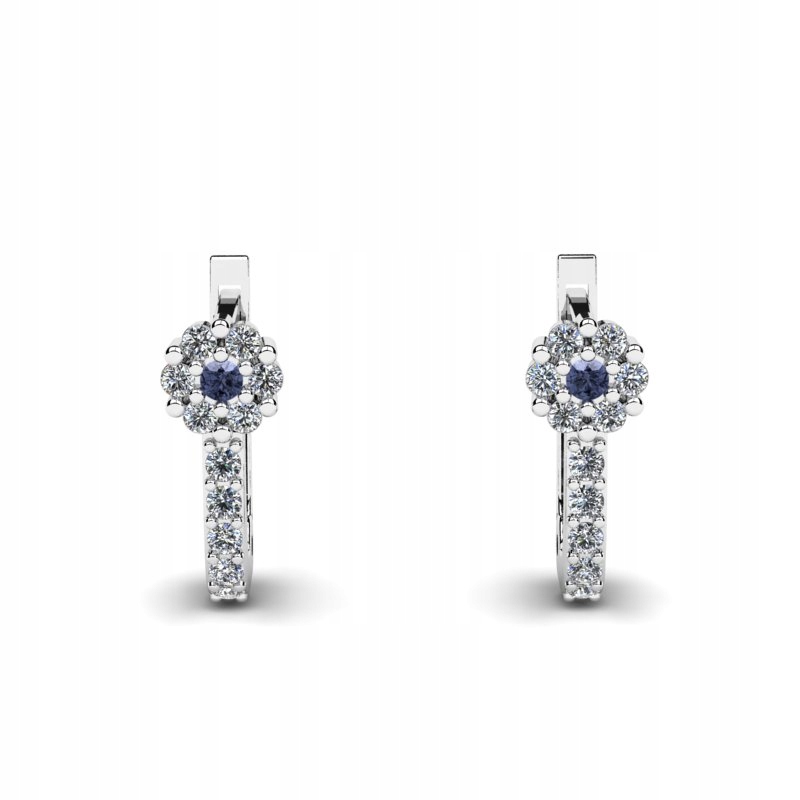 Biele náušnice Tanzanity Zlato a diamanty 0,26ct