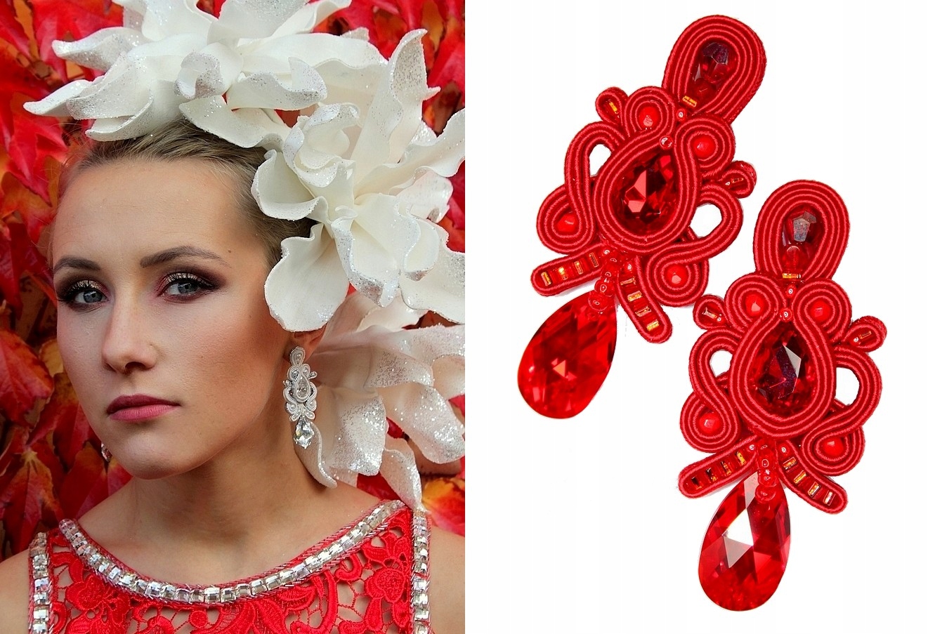 RED SWAROVSKI KLEO NÁUŠNICE KRÁSNE
