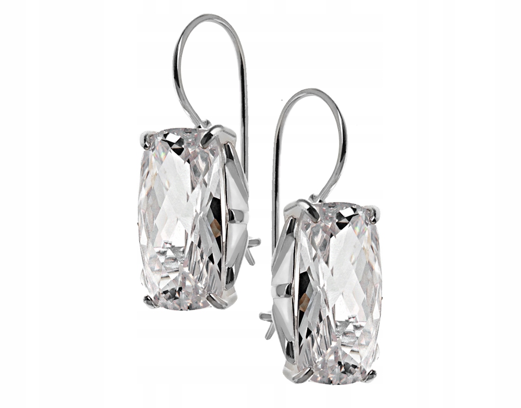 Náušnice veľké biele zirkón 20x11 mm striebro 925