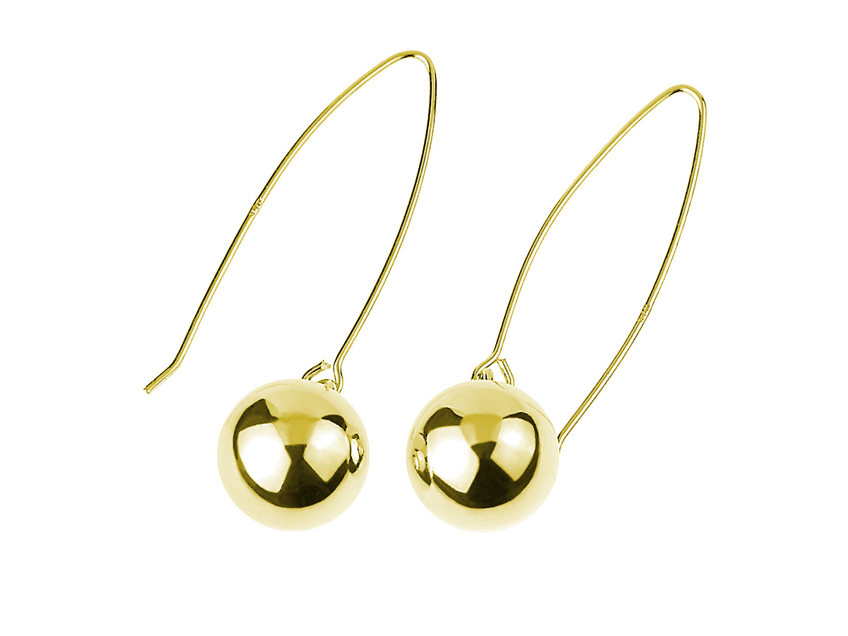 Náušnice guľky strieborné pr. 925 Zlotys 24k 12 mm rýb