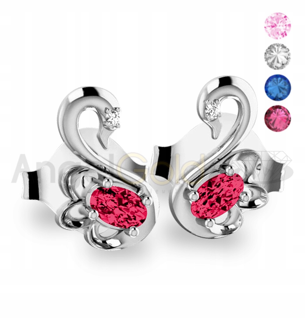 Labutie náušnice SWAN SILVER 925 SAPPHIRE RU
