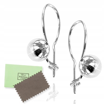 Strieborné náušnice visiace 6 mm gule. Striebro Pr.925