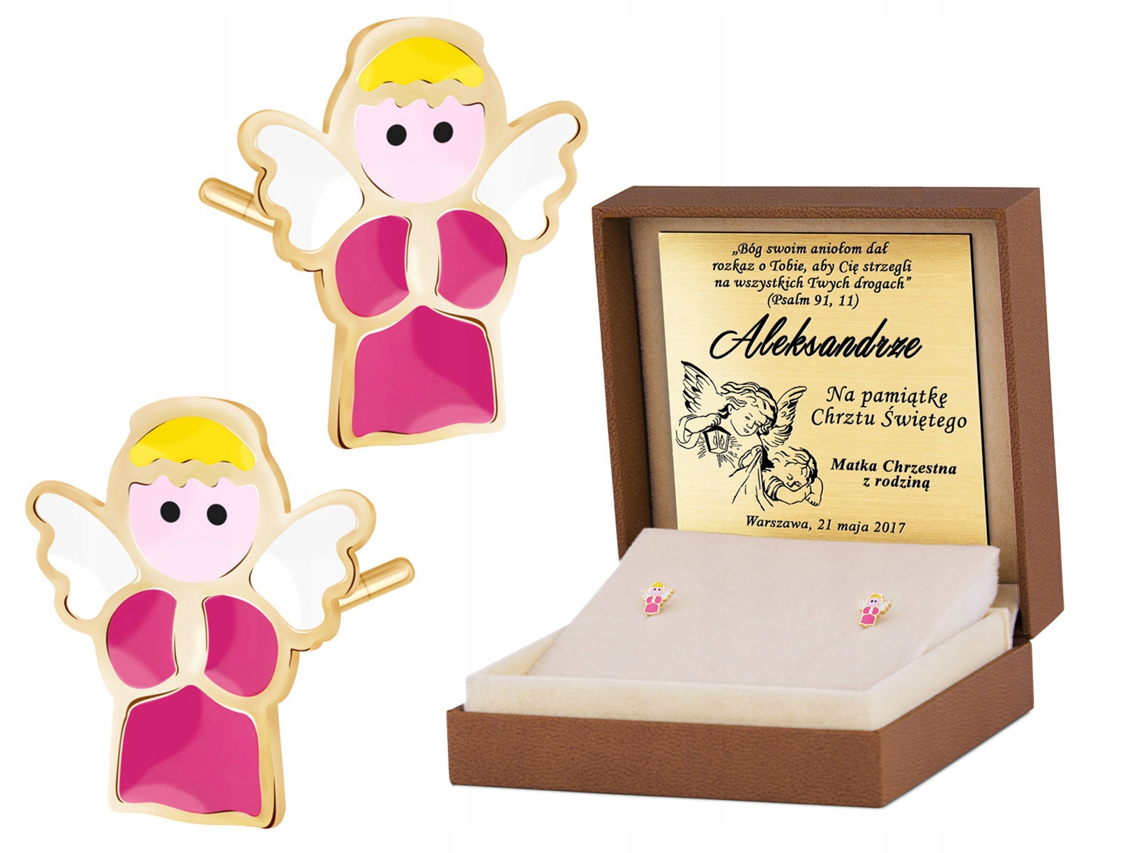 NÁUŠNICE STRIEBORNÉ ZLATÉ PLATENÉ (925) ANJELY S Gravírovaním YK178