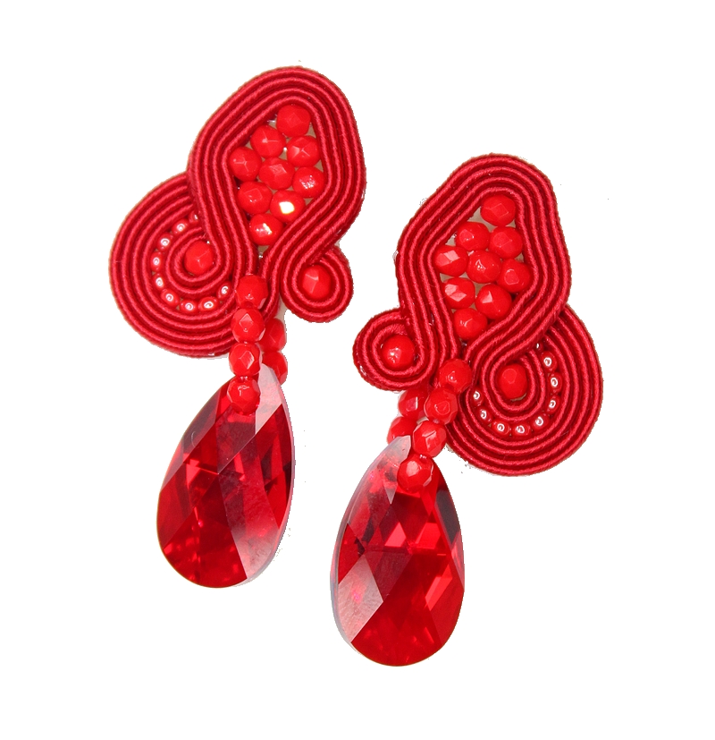 SWAROVSKI ČERVENÉ KRÁSNE SVADOBNÉ NÁUŠNICE