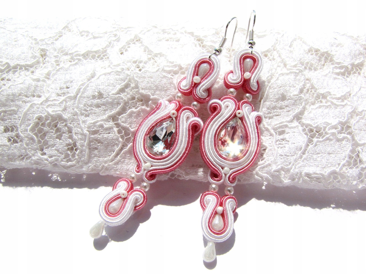 NÁUŠNICE RUŽE Soutache Remeselnícka soutache svadba