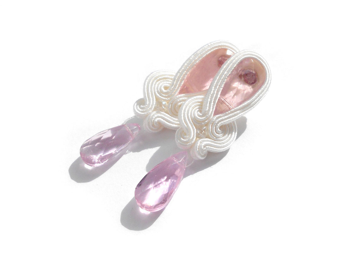 Náušnice Soutache svadobné svadobné šperky s ružou