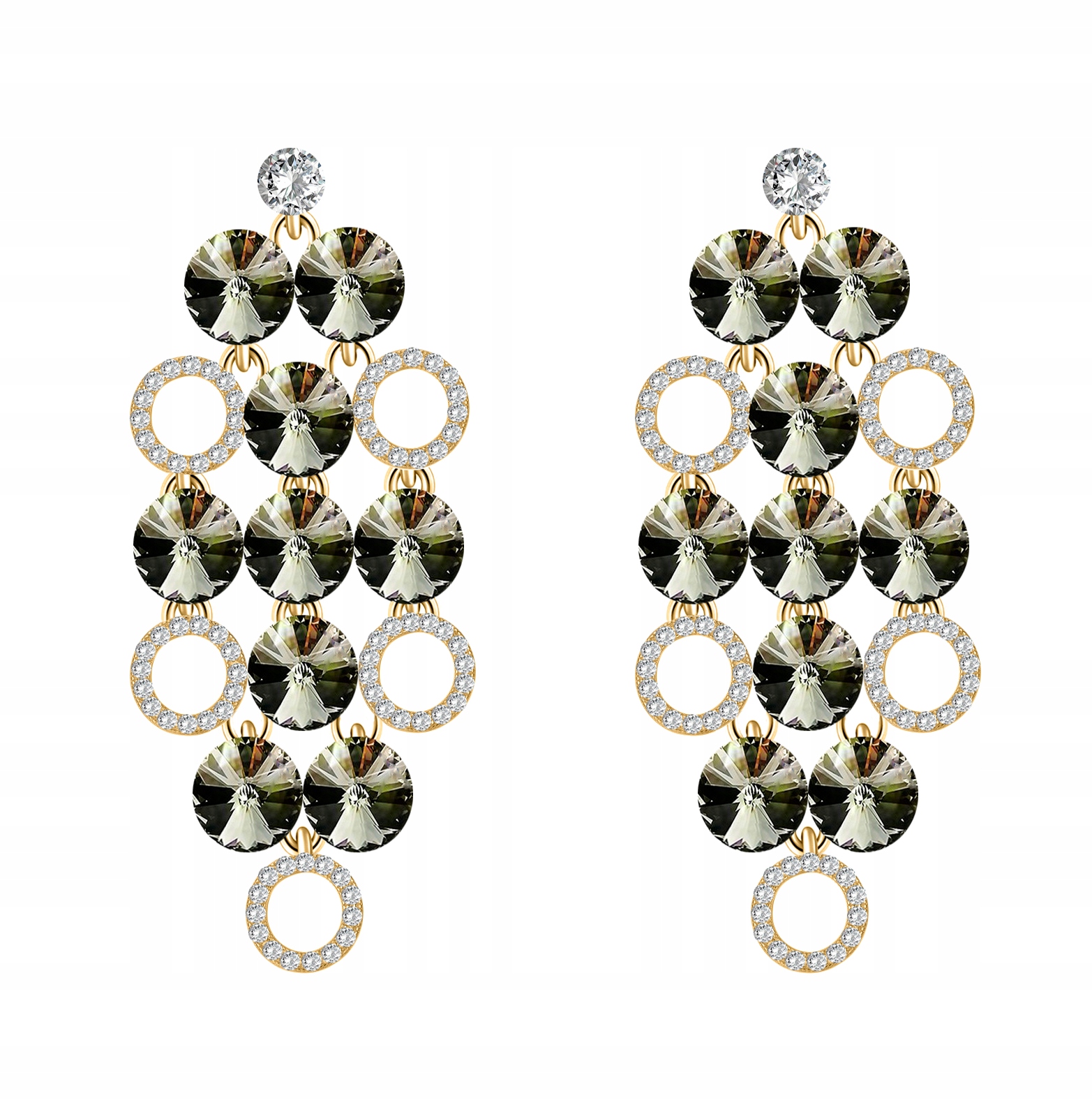 Swarovski náušnice zelená fľaša svadba zlatá
