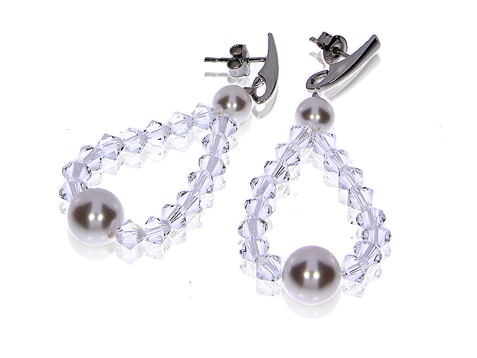 ZÁVESNÉ STRIEBORNÉ NÁUŠNICE PERLÁ SWAROVSKI LgSK282