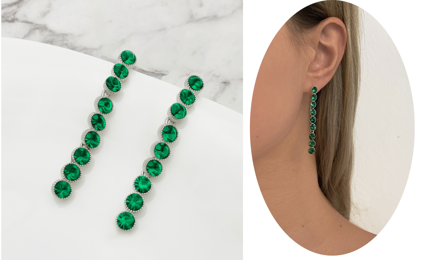 ZÁVESNÉ NÁUŠNICE ZELENÝ EMERALD SILVER