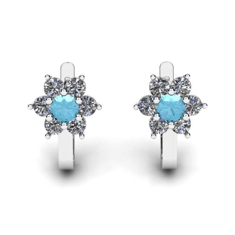 BIELE ZLATÉ NÁUŠNICE AQUAMARINE STARS