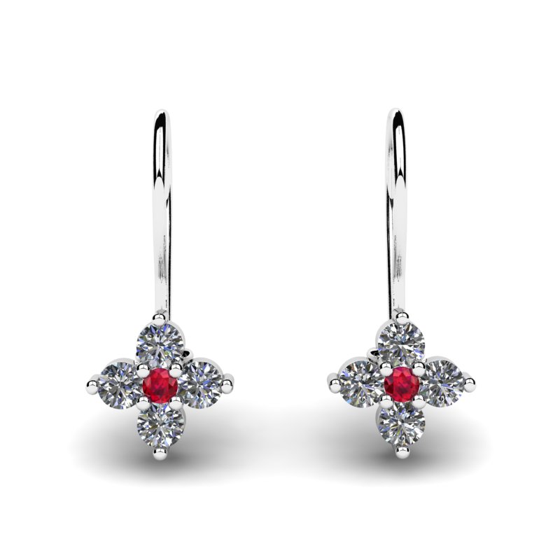 BIELE ZLATÉ NÁUŠNICE RUBY STARS 14KR