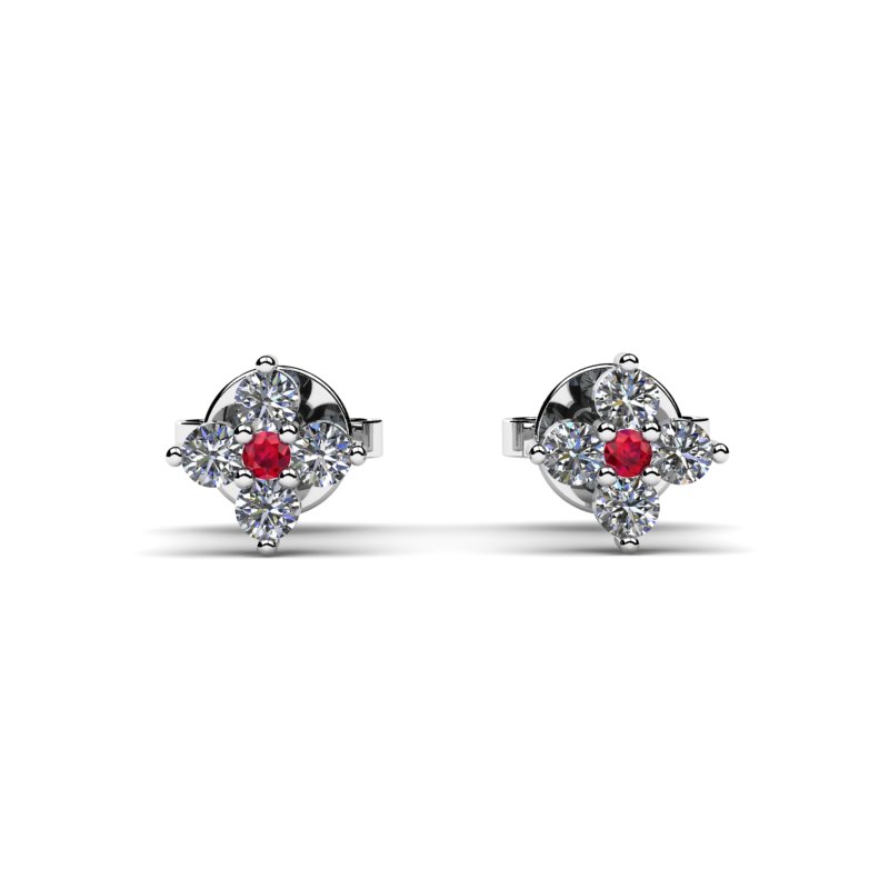 BIELE ZLATÉ NÁUŠNICE RUBY STARS -50%