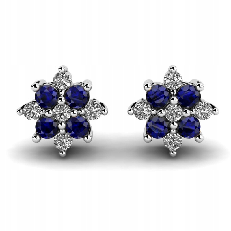 BIELE ZLATÉ NÁUŠNICE 14K HVIEZDY SAPPHIRE