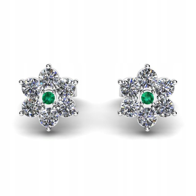 BIELE ZLATÉ NÁUŠNICE, EMERALD A BRILLIANTY