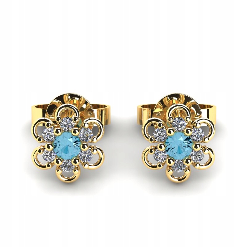 SPOLOČENSKÉ NÁUŠNICE ZLATÉ AQUAMARINE STAR