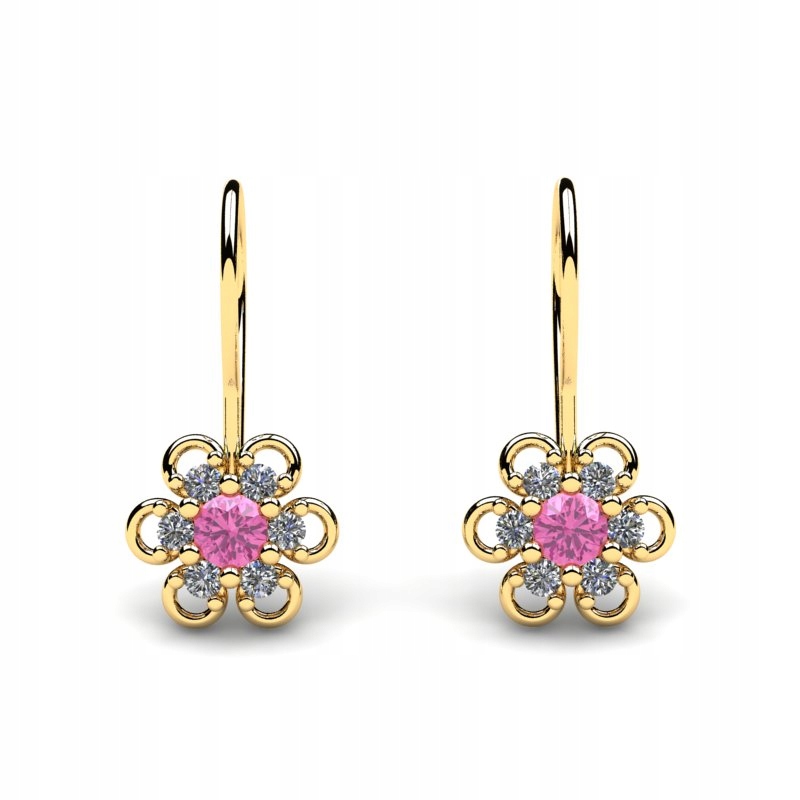 ZLATÉ NÁUŠNICE PINK STARS COMMUNION 14KR