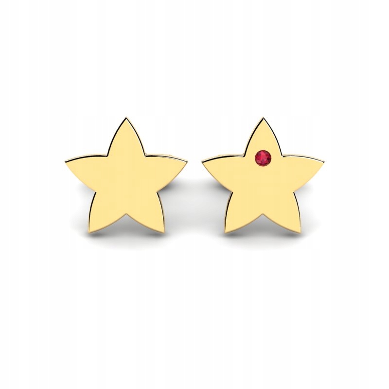 NÁUŠNICE ZLATEJ HVIEZDY S RUBY 14KR Gravírovaním