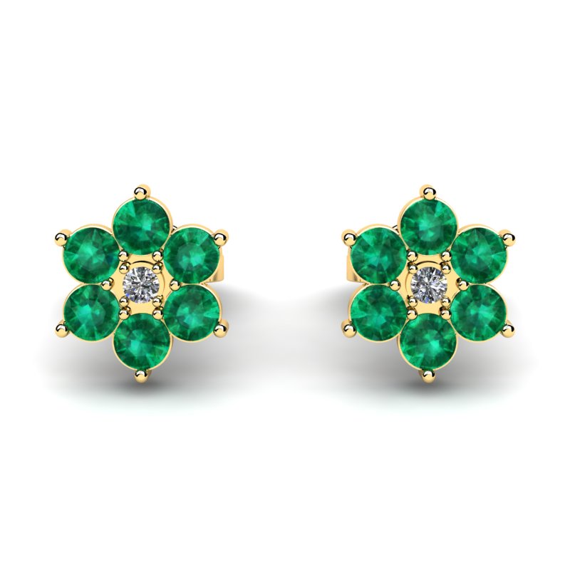 ZLATÉ NÁUŠNICE S BRILIANTMI A SMERAMI 0,36 ct