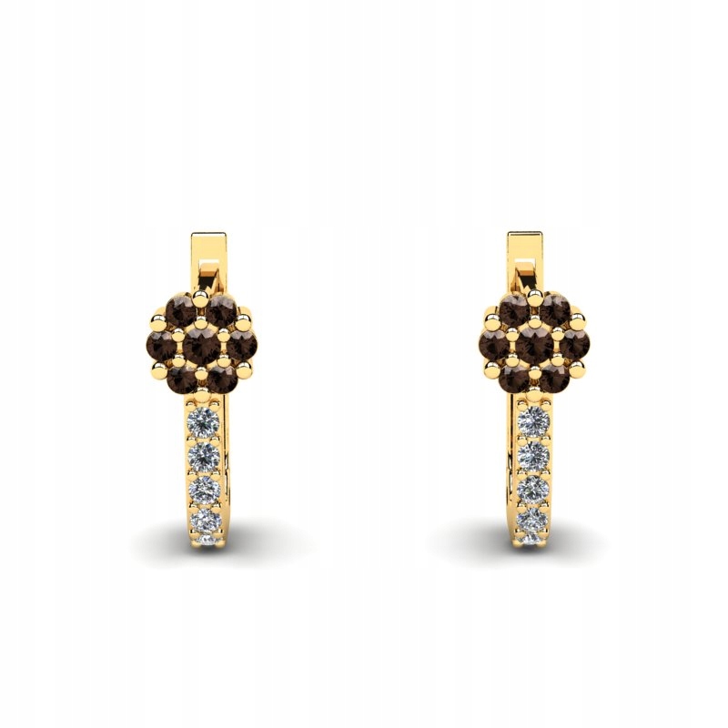 Zlaté náušnice s štvrtím a diamantmi 0,26Ct