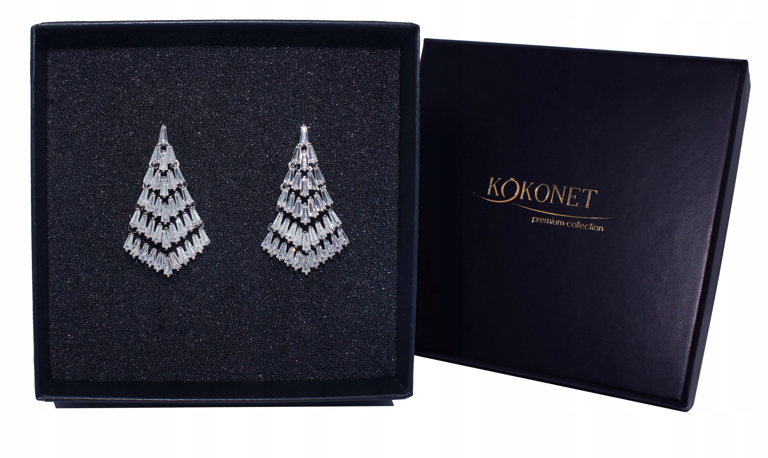 NÁUŠNICE kaskádová svadba SILVER swarovski CERTIFIKÁT