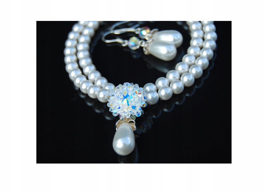 Biele perly s vŕtacou kvapkou Swarovski