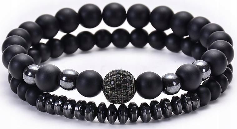 Sada kamenných náramkov onyx hematit 6 8 mm