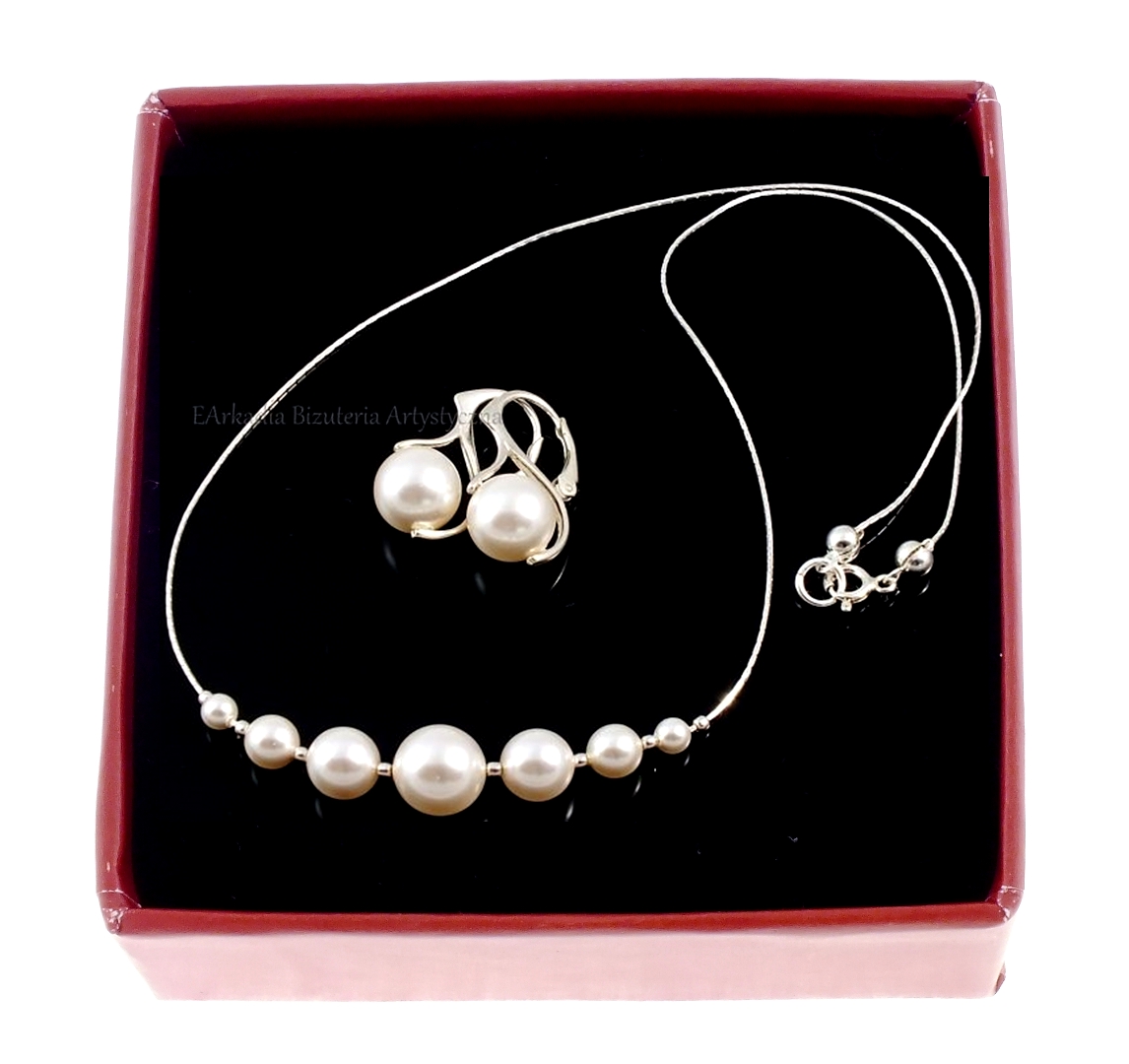 SADA PERLOVÝCH BIELYCH KRÍŠTÁLOV SWAROVSKI SILVER 925
