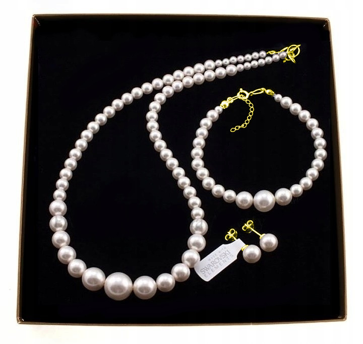 SADA S KR. SWAROVSKI PERLY BIELE STRIEBRO ZLATO