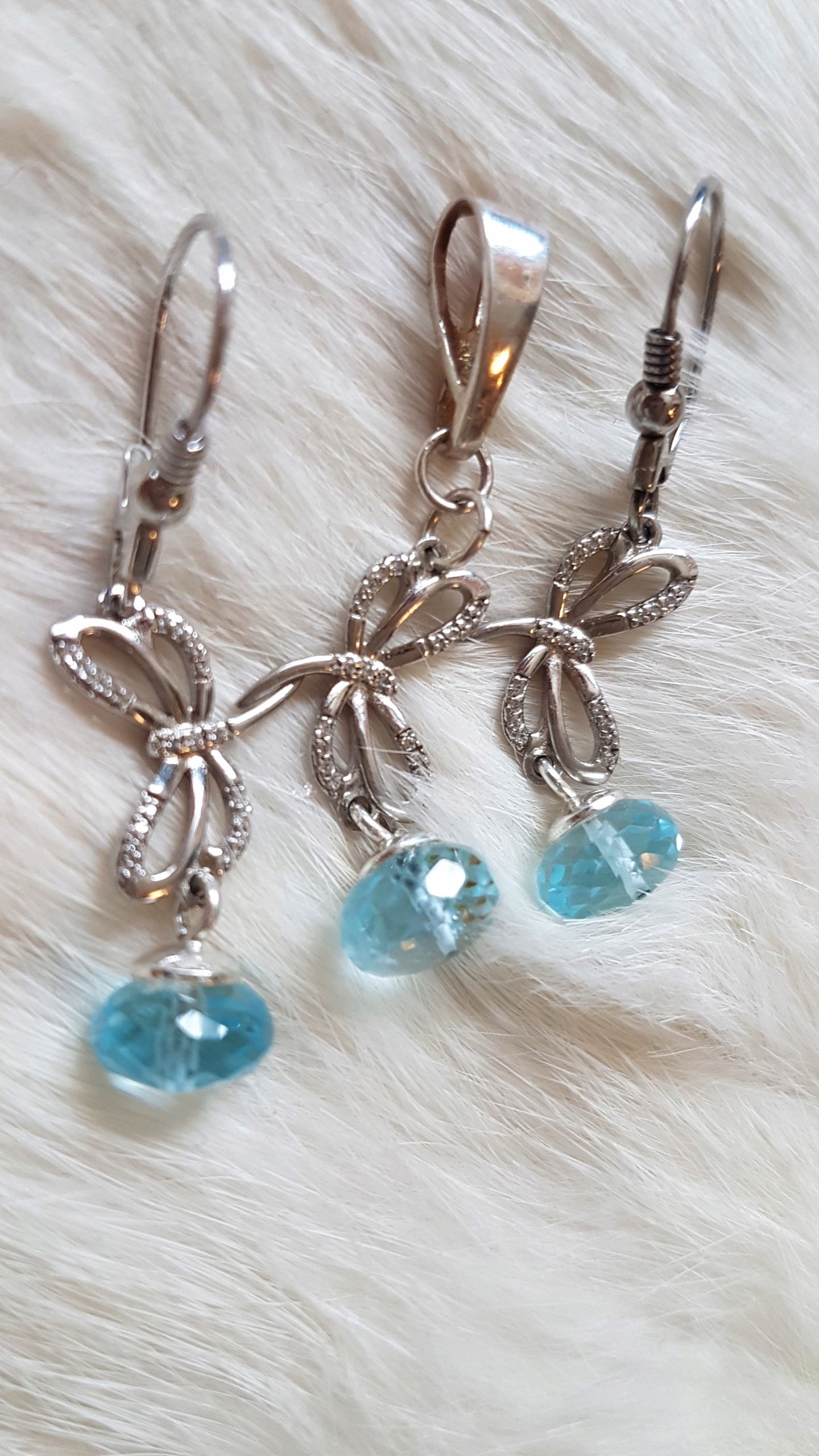 Sada s Nat. Sky Blue Topazami - Silver -925