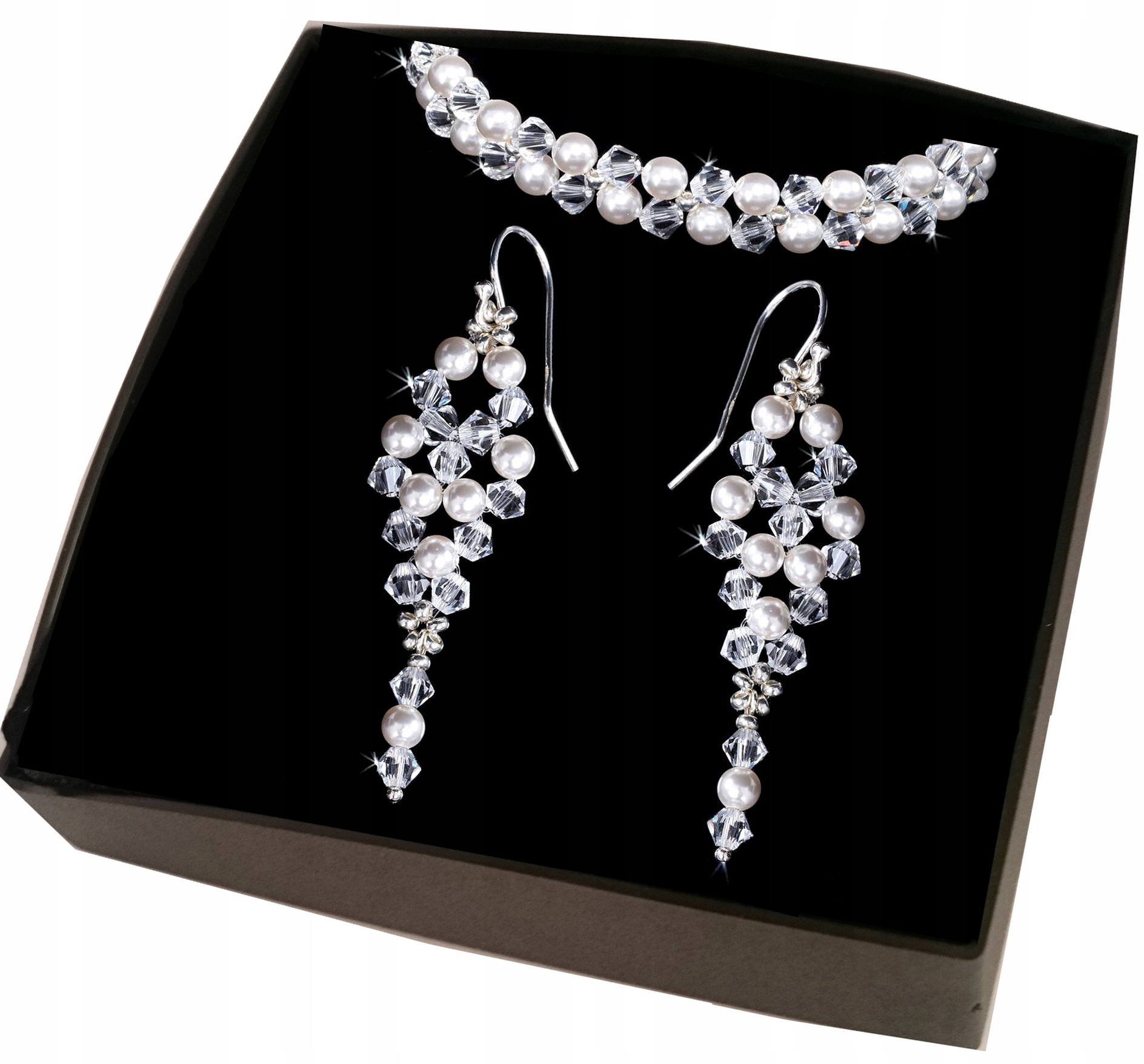 SADA NÁUŠNICE SWAROVSKI svadobné náušnice perlový náramok