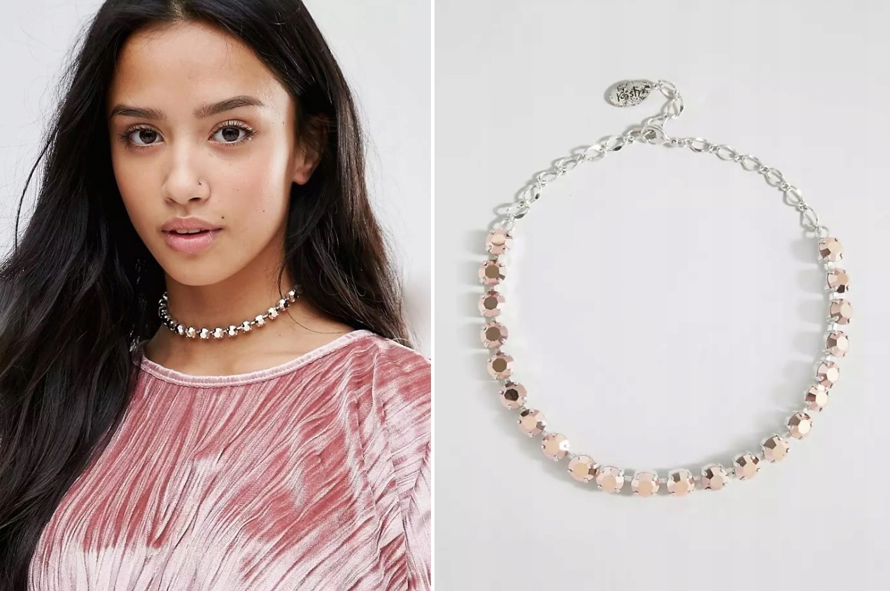 Krystal London Silver Choker Stones Swarovski