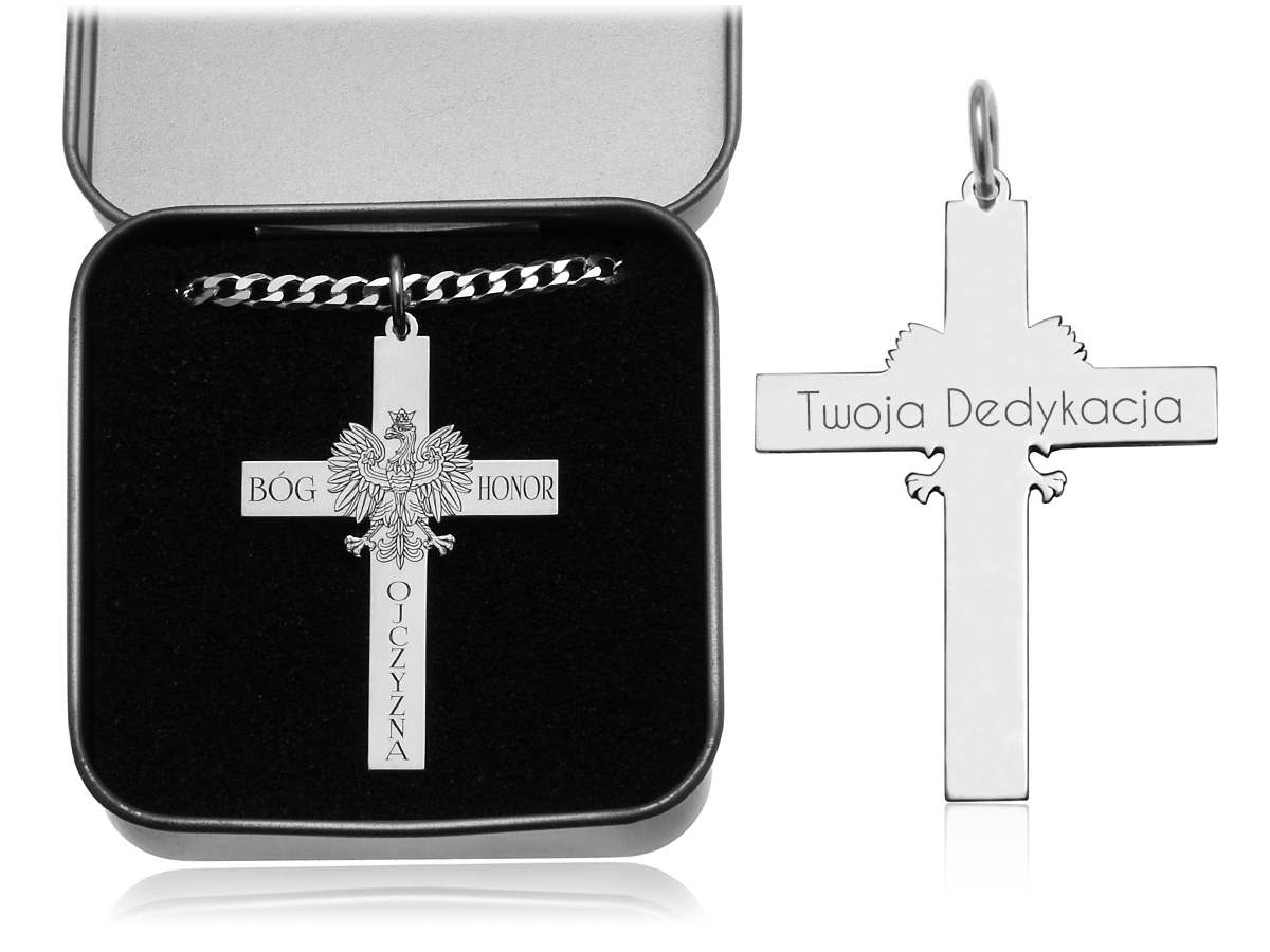 Cross God Honor Homeland Retiad Gravírovanie striebro