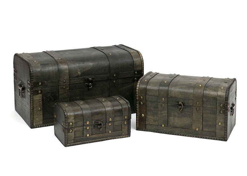 KONTAJNER KAUČKA DREVENÉ HNEDÝ set. 3 ks RETRO