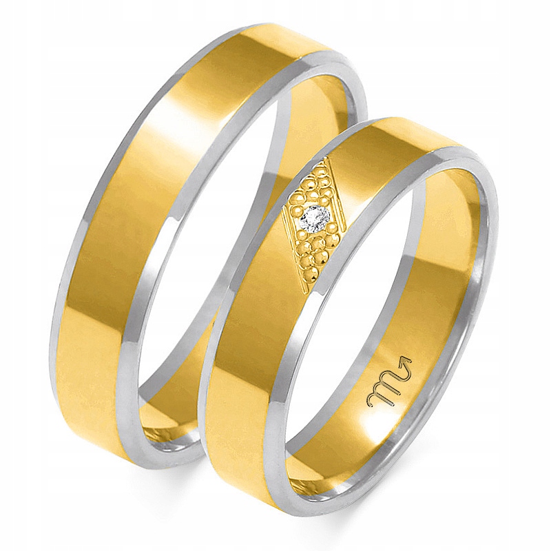Klasické zlaté prstene so skosením 4 mm diamant 585