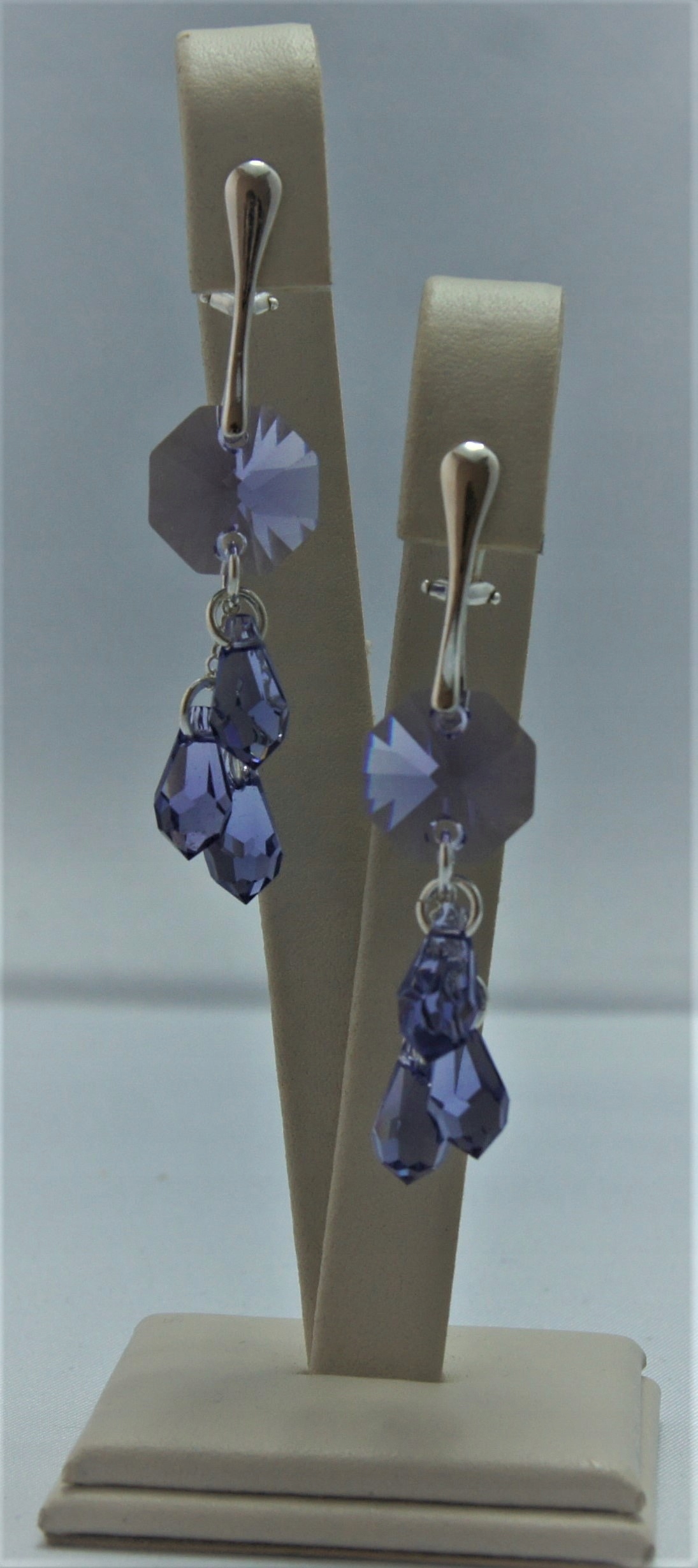 Strieborné sponky alebo náušnice Geo 1.3 Swarovski Elem