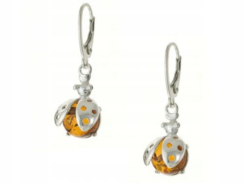 Náušnice AMBER 456 Berušky strieborné 925 Amber