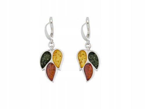 Náušnice Blatt Silver 925 Amber Multicolor