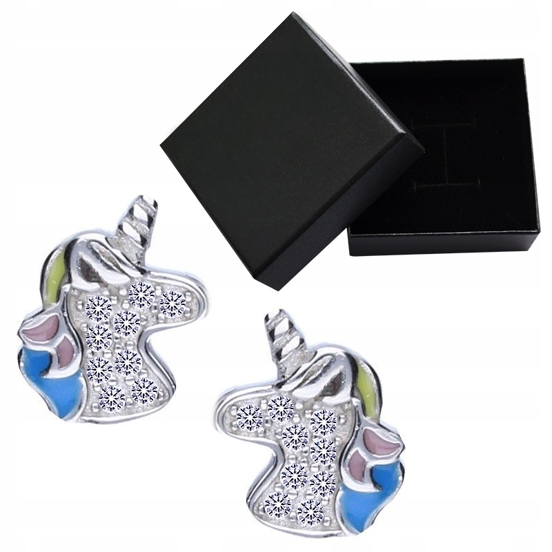 Unicorn náušnice Silver 925 kamienok (J1218)*