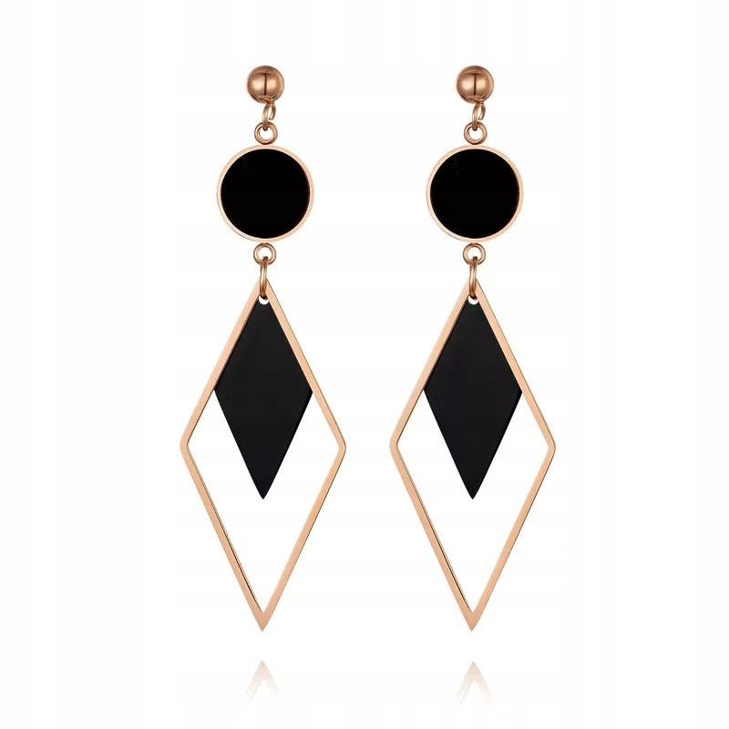 Circle Romby náušnice oceľ Golden Hanging Geometric