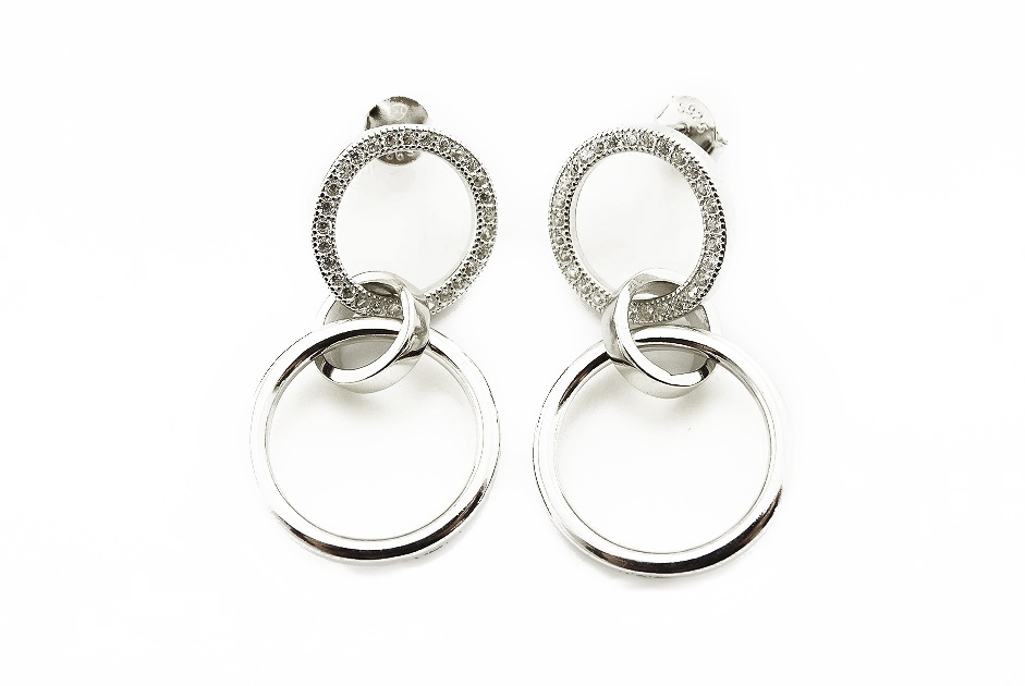 Náušnice kolies s zirkónmi Silver 925 B159