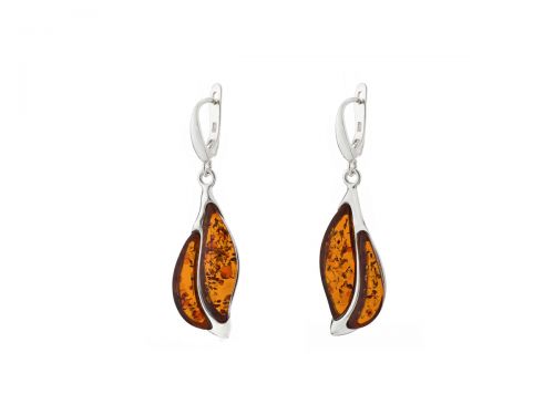 Náušnice Lux D1 s koňakom Amber