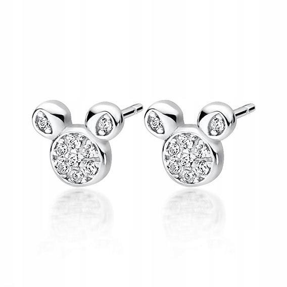Náušnice Mickey Mouse ZIRCONIA Silver 925 (w1183)