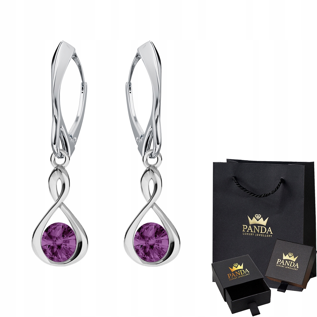Infinity Swarovski striebro nekonečné náušnice