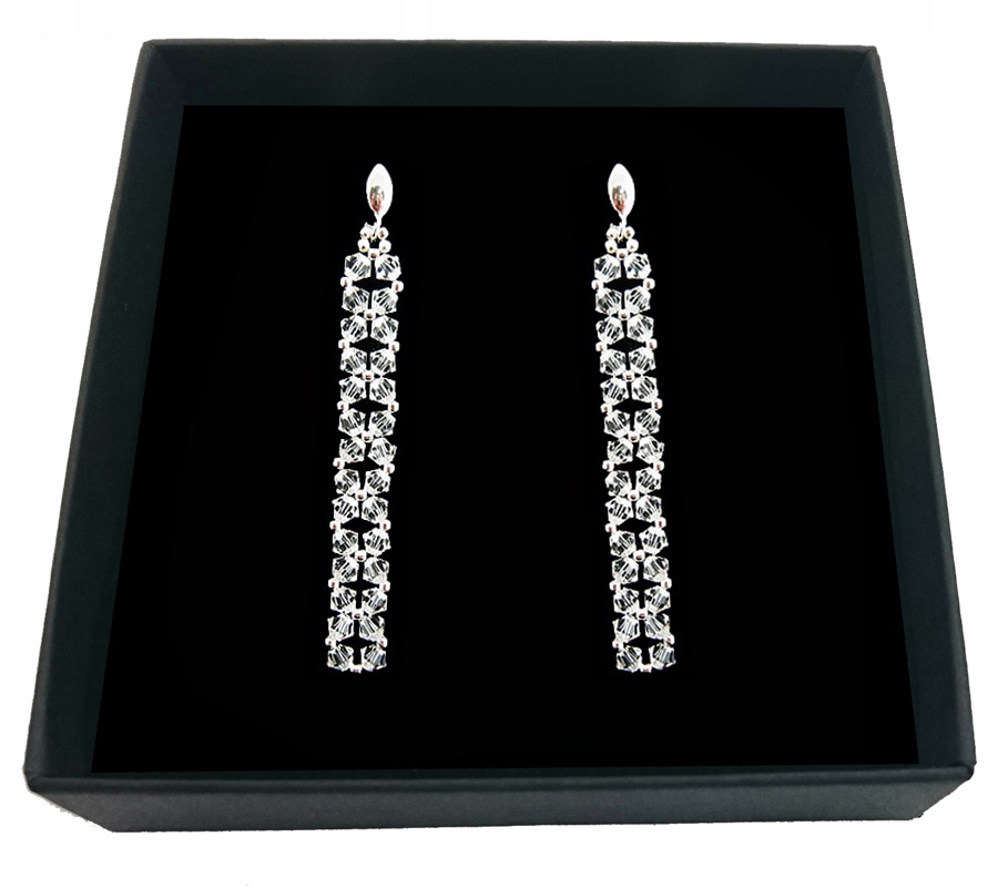 Swarovski svadobné náušnice dlhé kryštalické 805